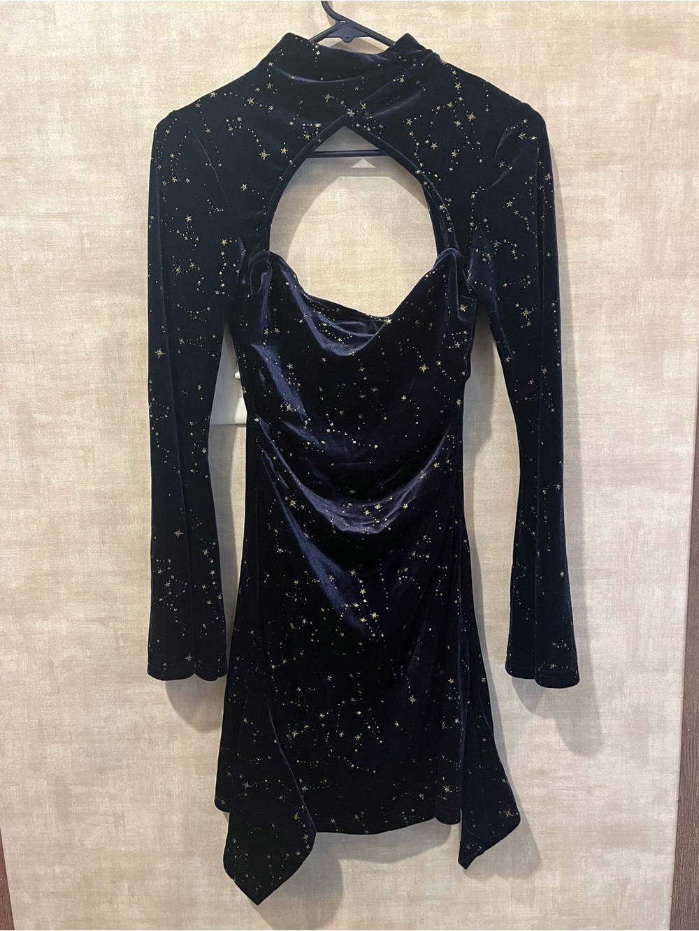 Deep Blue Velvet Starry Midi Dress